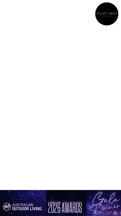 Custom 360 photo booth video overlay template designed for the Australian Outdoor Living 2026 Awards gala dinner